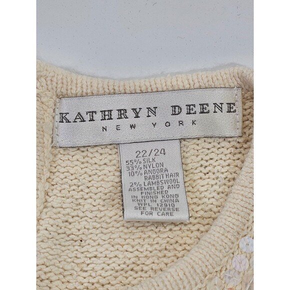 ALK Women's 22/24 Kathryn Deene Allover Sequin Sleeveless Sweater Vest Ivory GUC - Picture 3 of 6